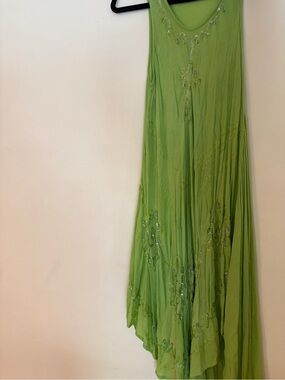 Vintage Y2K euro fairy dress Lime Green Embroidered beads sequins